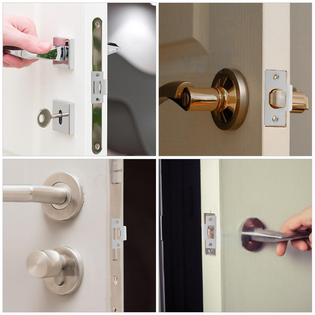4Sets Stainless Steel Door Strike Plate for Exterior Interior Doors Deadbolt Reinforcement Plate Wear Resistant Door Lock