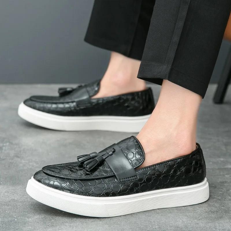 

Тренд 2025 Новые Роскошные Мужские Лоферы С Кисточками Слипоны Повседневная Кожаная Мужская Обувь Мужская Удобная Обувь Кроссовки для Мужчин 46