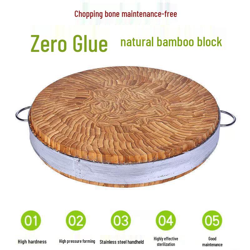 Round Nan Bamboo Extra Thick Chopping Block: Mold-Proof, Heavy-Duty Cutting Board for Meat