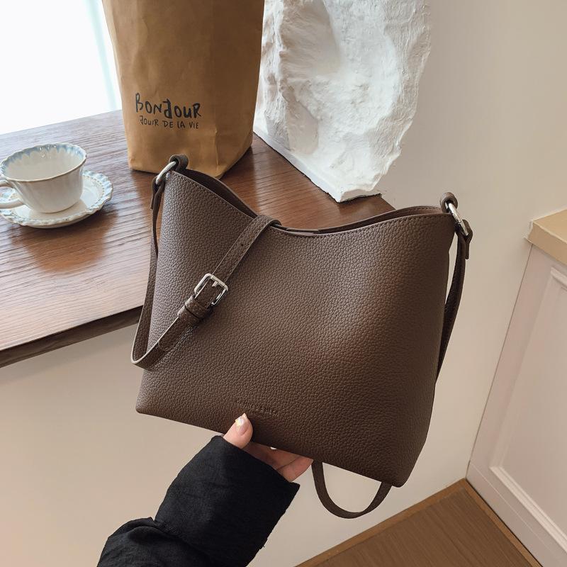 

Модная сумка кроссбоди для поездок на работу, ретро сумка-ведро большой вместимости, сумка-тоут кофейный