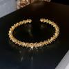 Gold Plated Zircon Titanium Steel Korean Minimalist Bangle | Versatile High-End Bracelet for Women