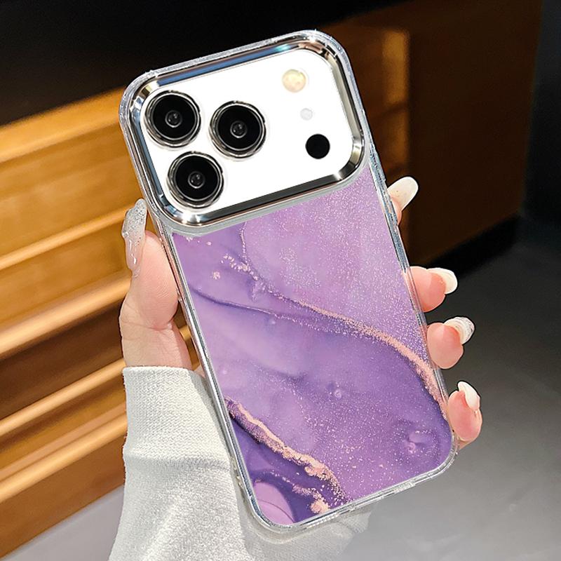 Golden Marble Pattern Phone Case For iPhone 17 Pro Max Plating Lens Frame Clear Soft Cover For iPhone 16 15 14 13 Pro Max 11 16E 17E