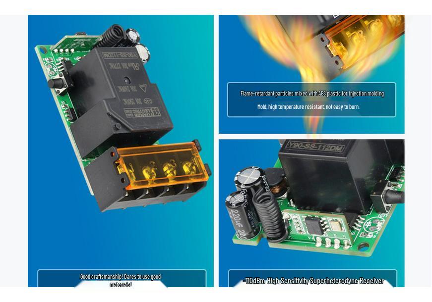 12V/24V Single Channel High-Power Remote Control Switch for 30A Relay Car Light.