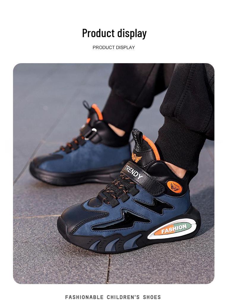 2025 Autumn/Winter Boys' Cotton Sports Shoes - Warm Velvet Lined, Medium/Large Button Design