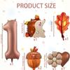 7pcs Autumn Pinecone Hedgehog Balloon Set 32 Inch Brown Number 1-9 Birthday Balloon Thanksgiving Party Decoration Photo Props