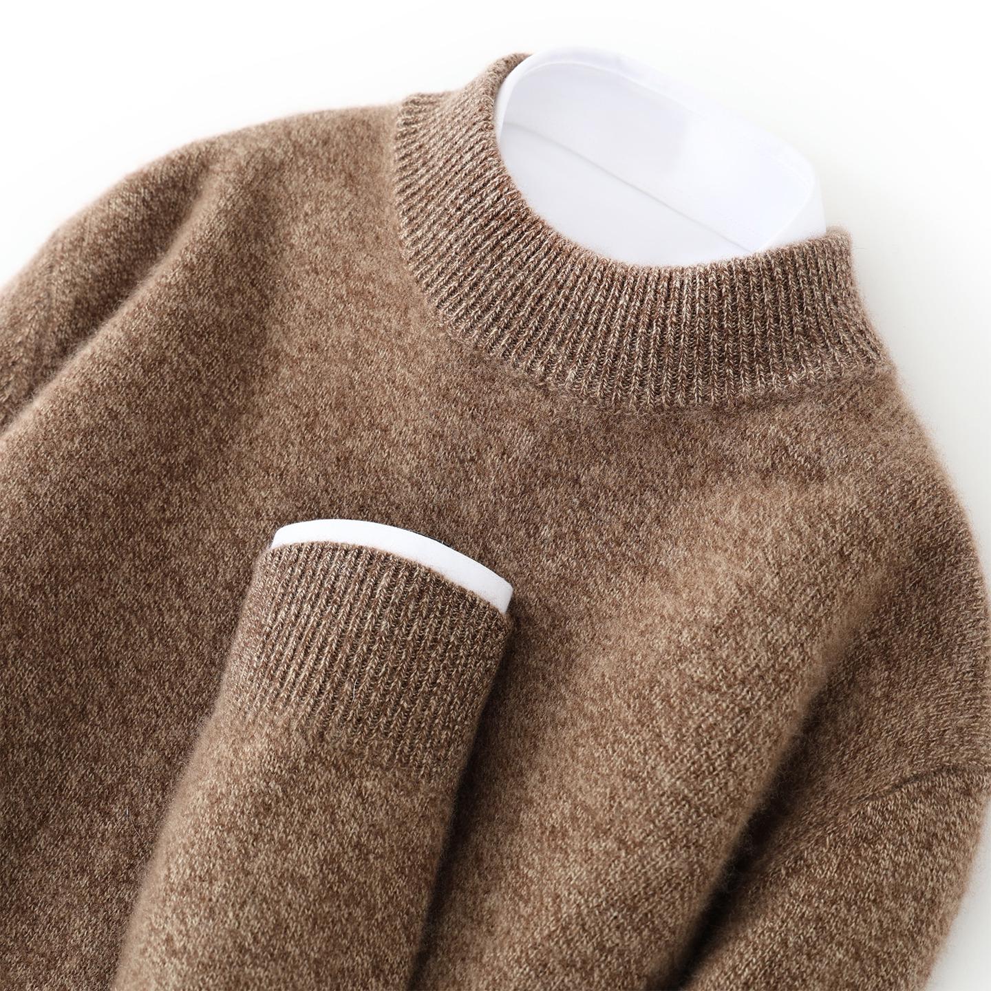 Men s Thick Heather Yarn Cashmere Sweater - Half-High Collar, Light Luxury, Warm for Autumn/Winter, New Style Knit Base Layer L
