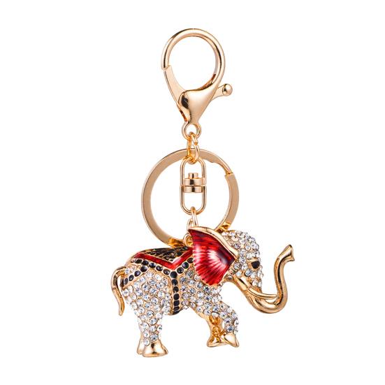 Rhinestone Elephant Keychain Alloy Good Luck Keychain with Keyring Sparkling Elephant Keychain Bag Charm Gift for Men Women