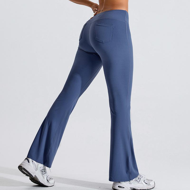 Sweatpants European and American hip lift yoga flared pants women's wide legs wear high waist slightly pull casual fitness quick drying