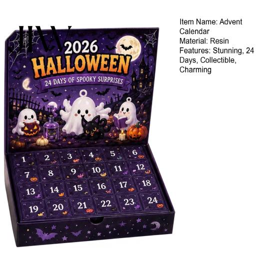 Miniatur Halloween Figuren Adventskalender 2026, 24-Tage Geister-Countdown mit Sammlerfiguren-Set, Geschenke für Kinder Jungen Mädchen, Partygeschenke