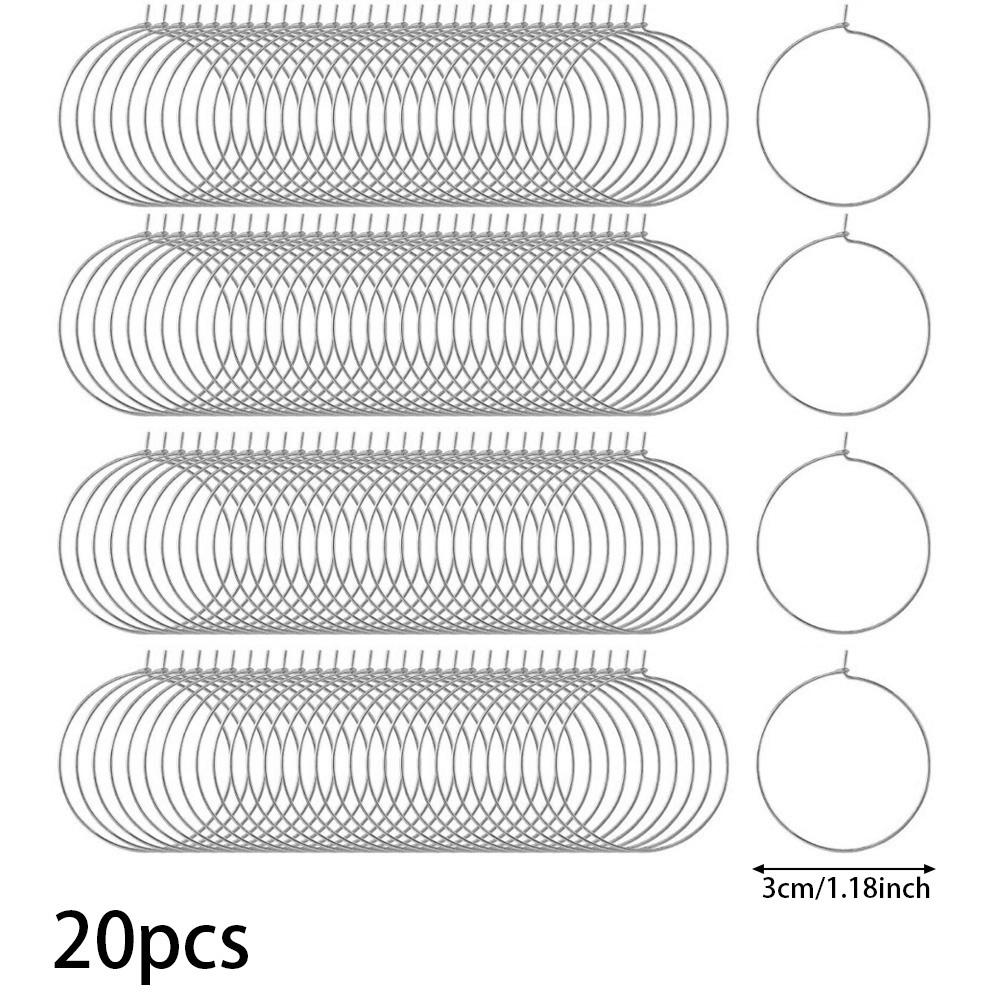 

20/60/120 шт. Ювелирные серьги, Кольца для маркировки бокалов, Открывающиеся, Серьги из сплава, Летние пляжные серьги своими руками 3cm 20pcs серебряный