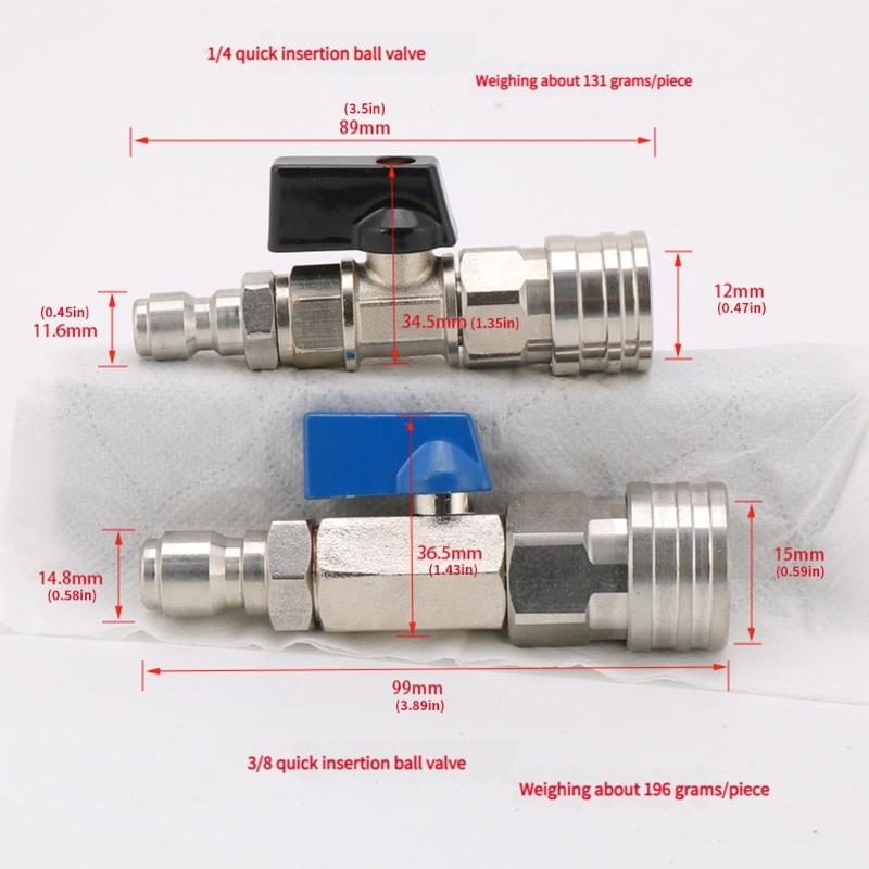Hose Control Water Flows Switches 3/8 or 1/4inch Quick Connect Fittings High Pressure Washer Ball Valves Enduring