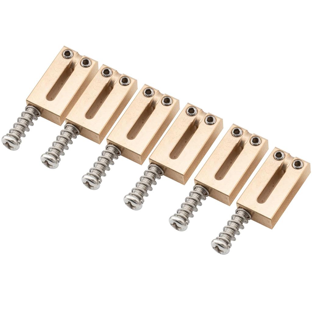Musiclily Ultra 10.5mm Offset Brass Guitar Saddles, Offset Style, for American Strat/Telecaster Electric Guitars, Original Colors (Set of 6)