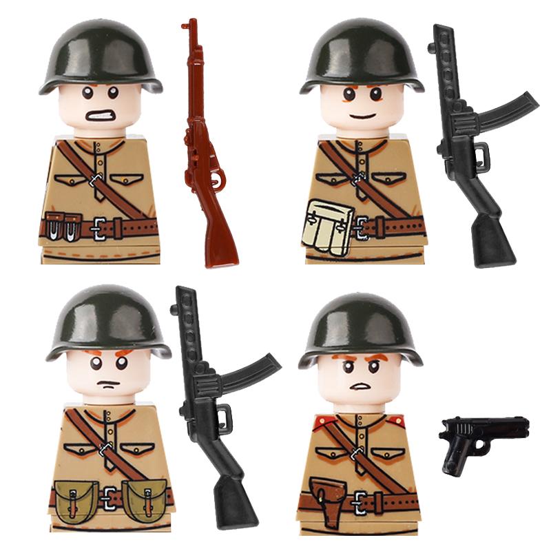 Military Soldier Building Block Figure British US Snow Camouflage Troop MP40 M1A1 Motorcycle Accessories Toys Gift Brick Z02