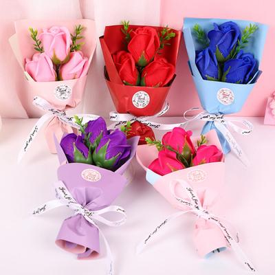 3 Heads Artificial Rose Bouquet Mini Scented Soap Flower Bouquet for Women Mom Wife Valentine's Day Anniversary Wedding Mother's Day Birthday Gift