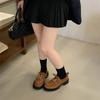 Muffin platform loafers women's 2025 autumn new versatile lace-up single shoes small people increase height British small leather shoes