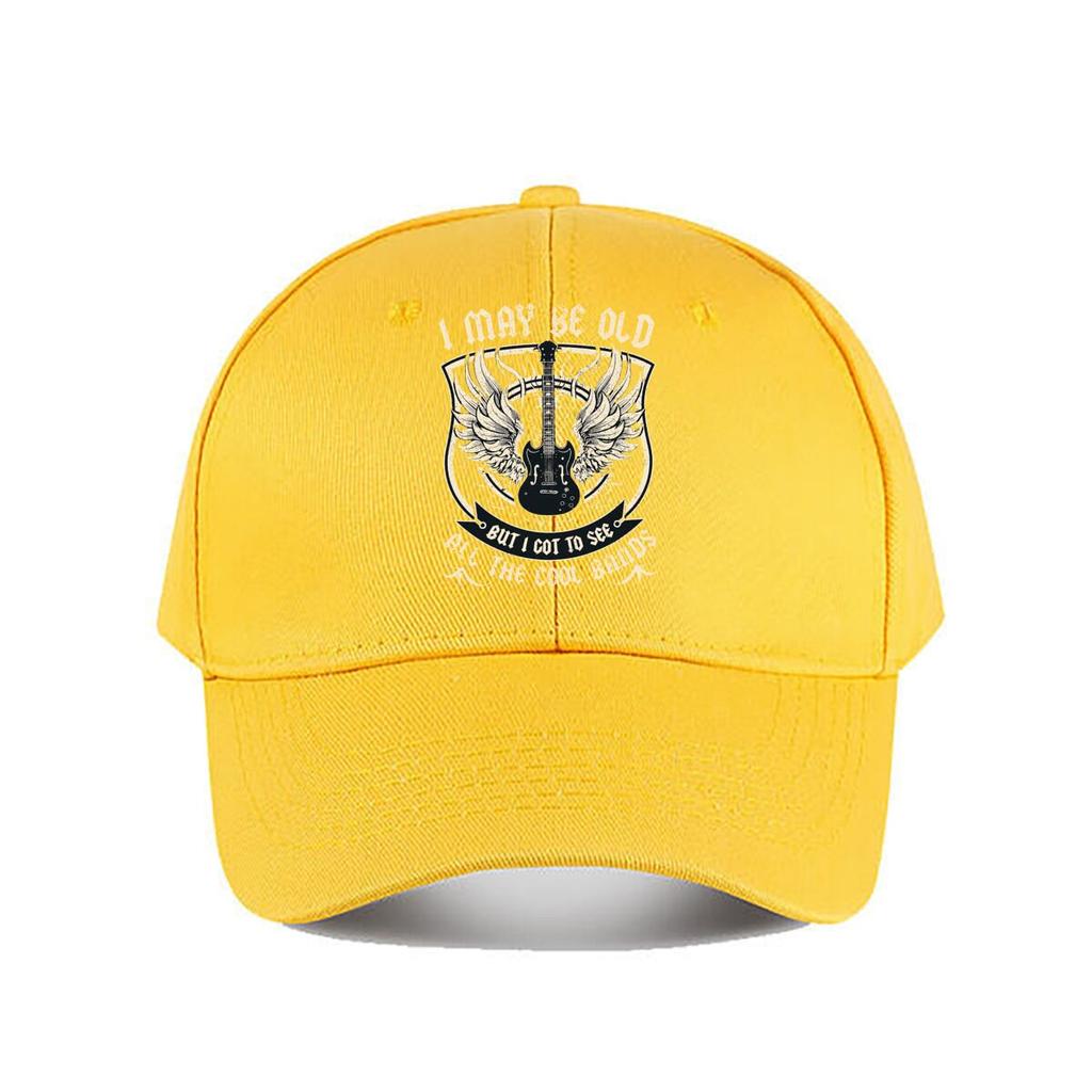 May Be Old But I Got To See Cool Bands Winged Guitar Graphic Baseball Cap Fashion Unisex Sunhat Womens Outdoor Sports
