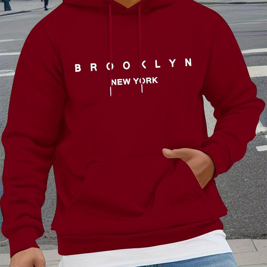 Men's 2025 Trendy Letter Print Hooded Sweatshirt - Loose Fit Pullover for Spring & Autumn