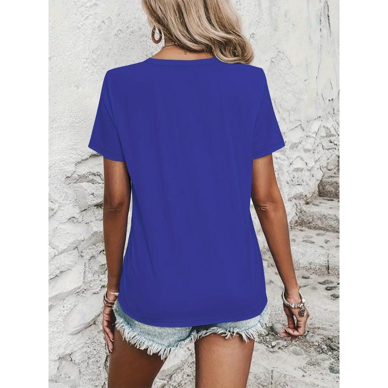 Graphic Print T-shirt, Short Sleeve Crew Neck Casual Top for Summer & Spring, Women's Clothing