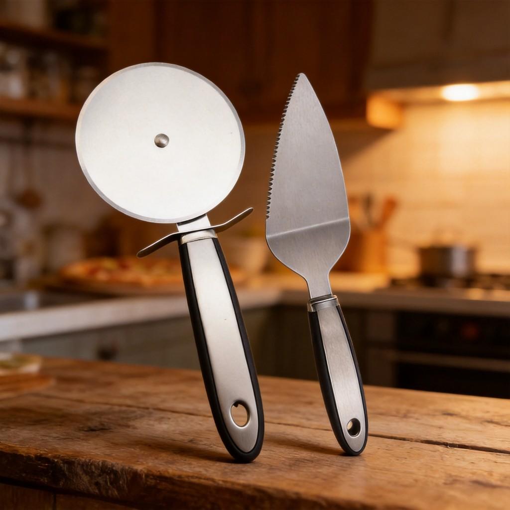 Stainless Steel Pizza Peel And Cutter For Baking And Cooking