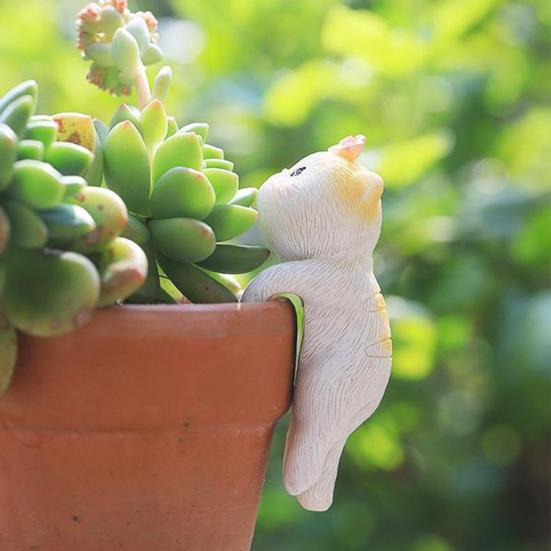 Miniature Hanging Cat Figurines Flower Pot Vase Hugger Resin Kitten Planter Pot Hanger