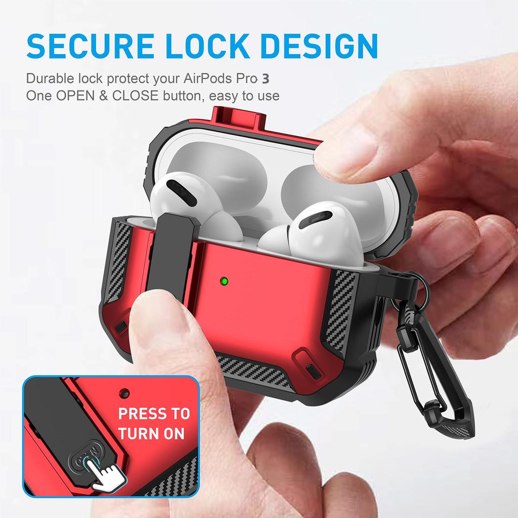For AirPods Pro 3 Case Cover with Cleaning Kit&Keychain Automatic Pop-up Full Protective Case with Secure Lock For AirPods Pro 3