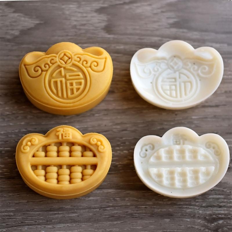 Gold Ingot Shape Mooncake Press Mold Cookie Stamps Chinese MidAutumn Moon Cake Makers Decoration Tool for DIY Cookie