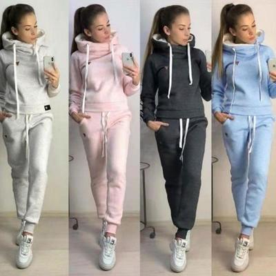 Wish2023 Women's Fleece Sweatshirt & Sports Set - European & American Autumn/Winter Fashion
