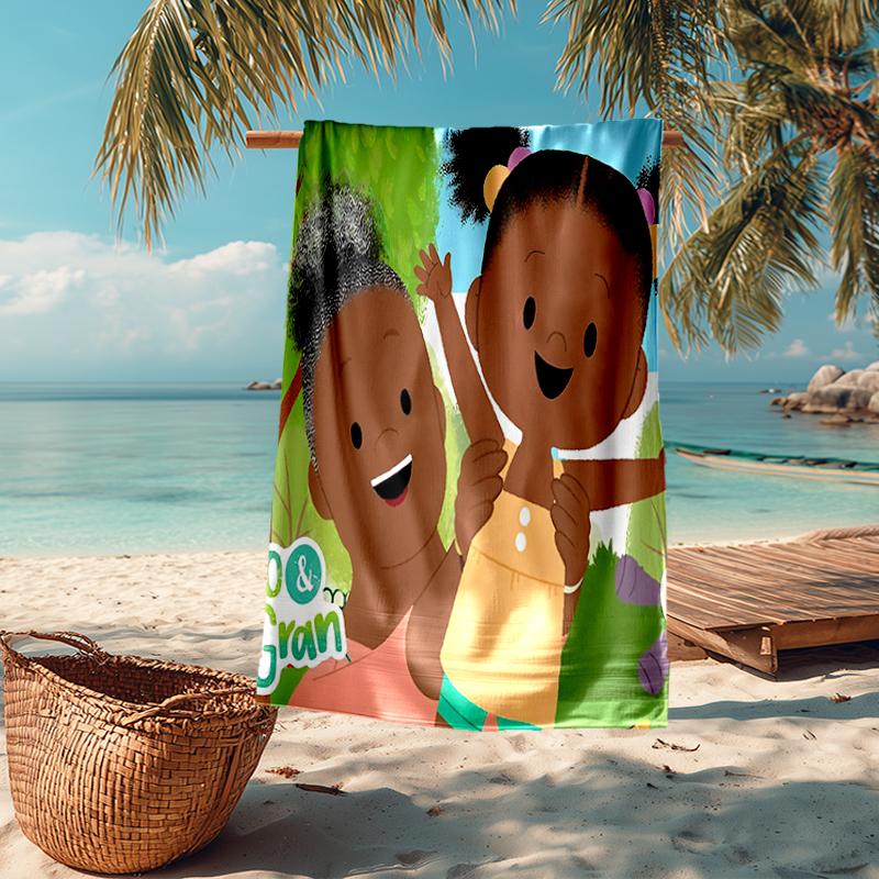 Ultra-Soft Beach Towel with Jojo And Gran Gran Theme,Ideal for Pool - Camping, Diving - Perfect Travel Essential, Vibrant Beach Towel.