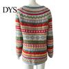 Comfortable Pullover Women Sweater Crew Neck Design Long Sleeve Patchwork Breathable Color Knitting Jumper Loose Fit Casual Knitwear Soft Knit Top