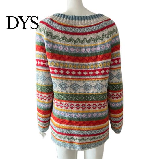 Comfortable Pullover Women Sweater Crew Neck Design Long Sleeve Patchwork Breathable Color Knitting Jumper Loose Fit Casual Knitwear Soft Knit Top