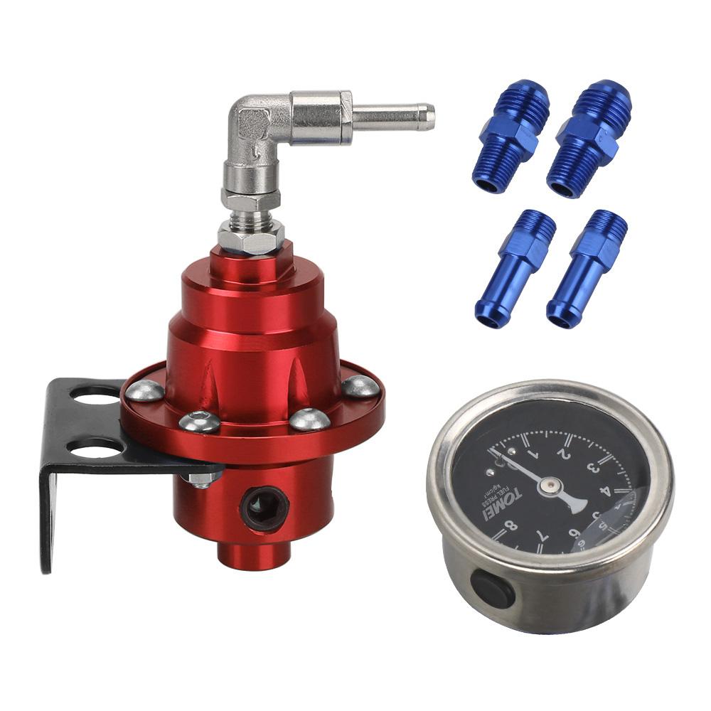 Universal Aluminum Vehicle Refitting fuel Supercharger Adjustable Fuel Pressure Regulator with Gauge Kit car Pressure Regulators 5
