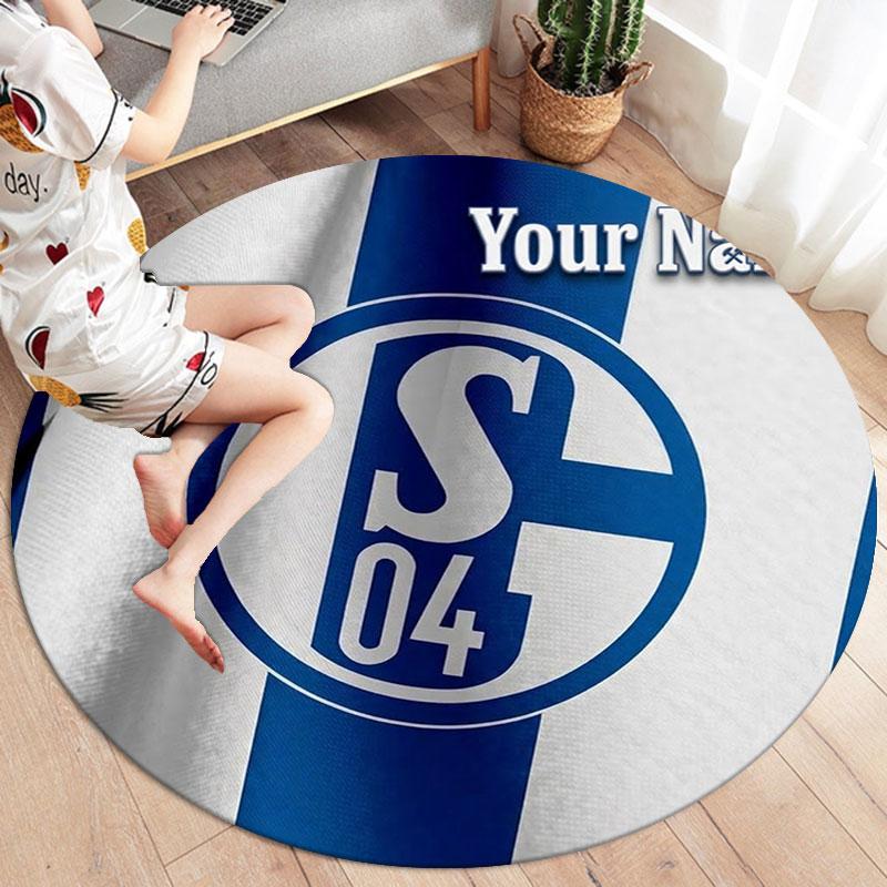 FC Schalke 04 Custom Name Round Area Rug,Carpet Rug for Living Room Bedroom Sofa Playroom Decor,Non-slip Floor Mat
