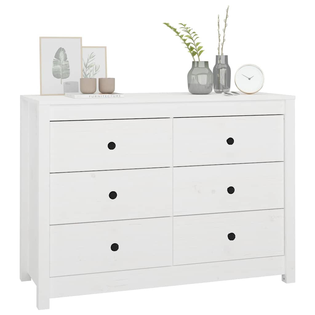 Side Cabinet White 100x40x72 Cm Solid Pine Wood
