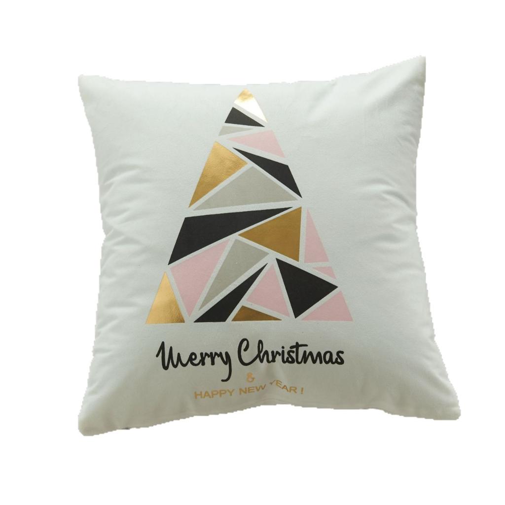 Christmas Atmosphere Bronzing Craftsmanship Festive Feel Pillow Cover Fabric Soft and Comfortable Home Sofa Pillow Bedside Cushion