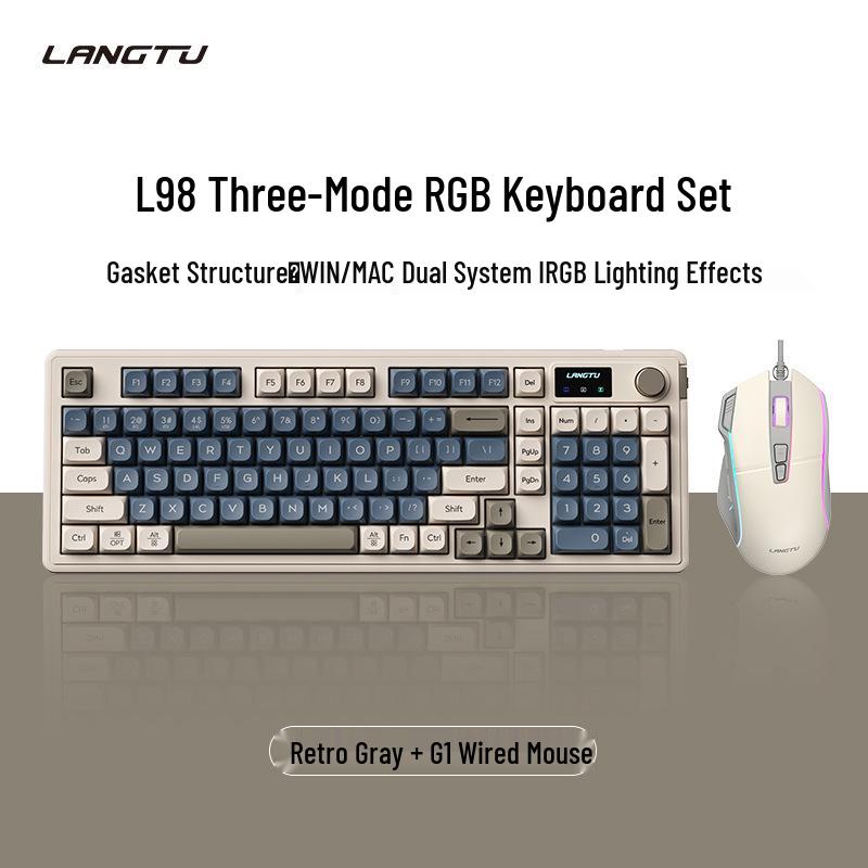 L98 Silent Wired Keyboard & Mouse Set - Stylish RGB Design for Girls, Office, and Gaming Use