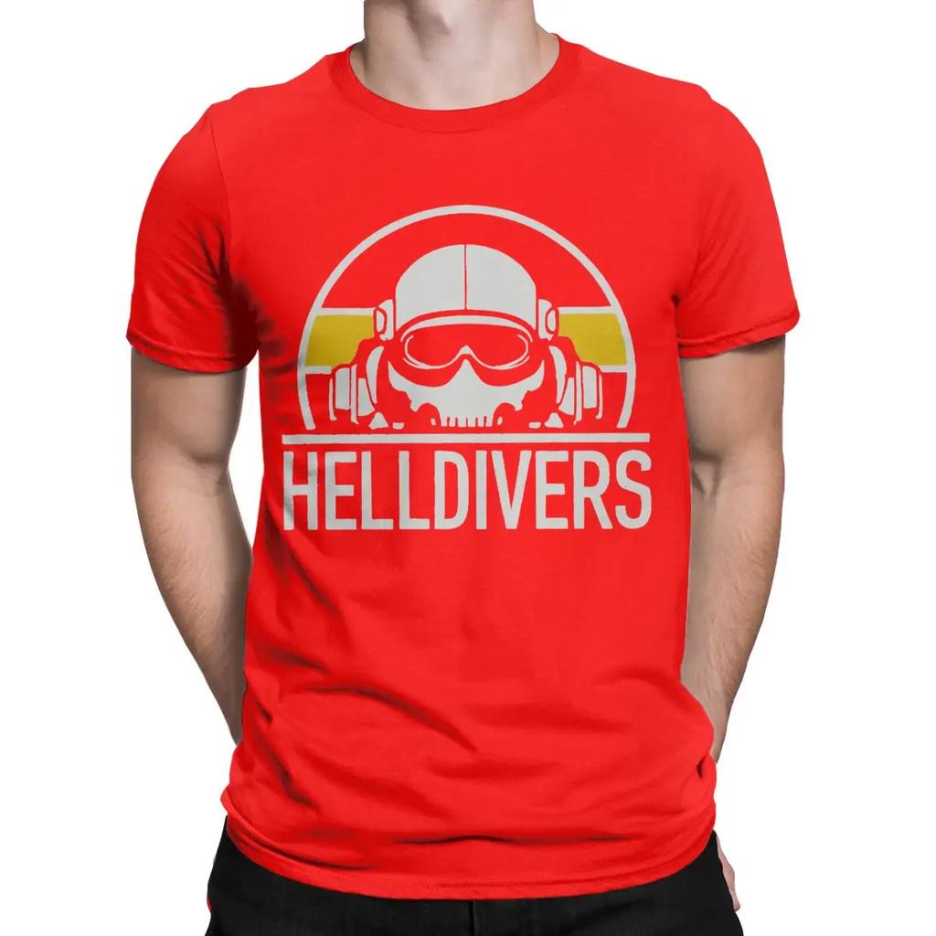 Helldivers Dive Harder Game Men T Shirt Leisure Tees Short Sleeve Round Neck T-Shirt Pure Cotton Gift Idea Clothes