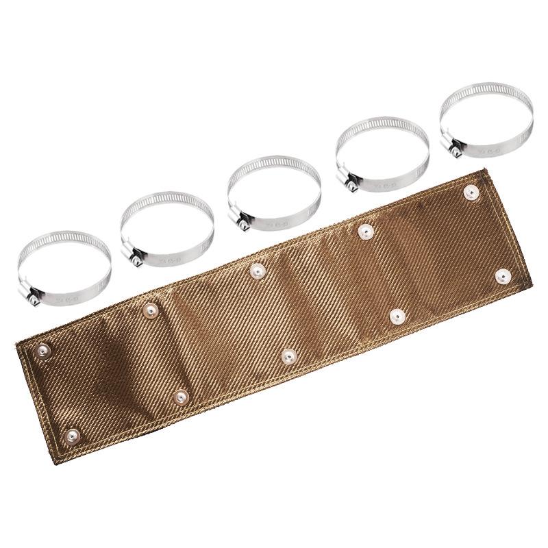 Titanium Pipe Heat Shield Exhaust Heat Shield Car Motorcycle Heat Guard Cover Wrap with Stainless Steel Clamps Heat Protection