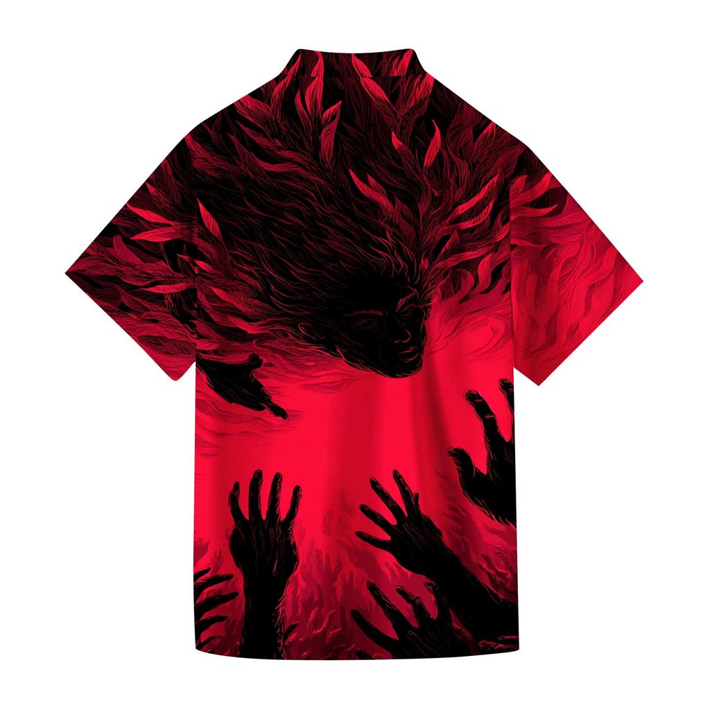 Herren Freizeit Hemd mit Halloween-Print, kurzärmlig, für Party