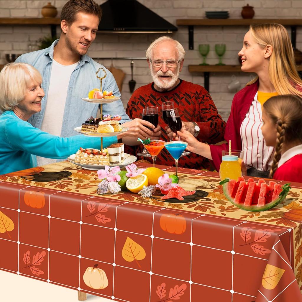 OHOME Thanksgiving Tablecloth - Thanksgiving Decorations - Friendsgiving Table Decor for Party Favors Essentials Backdrop Outdoor Indoor,52''x87'',2