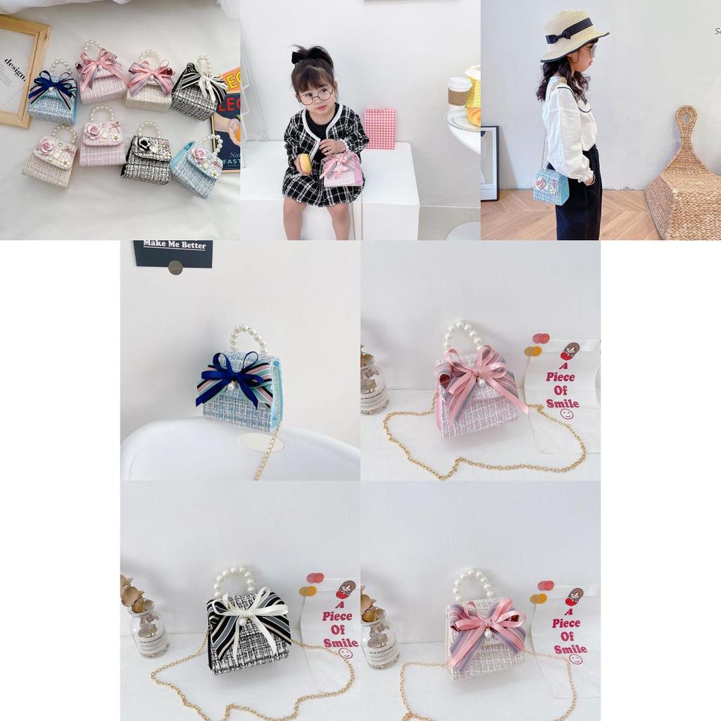 Adorable Children's Bowknot Crossbody Bag Fashionable Floral Design For Girls