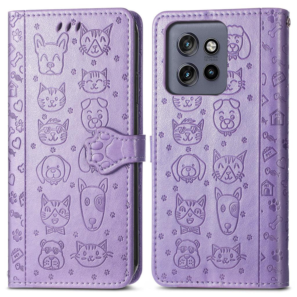 For Motorola Edge 50 Neo 5G/Moto S50 5G/Thinkphone 25 5G Case Leather Wallet Flip Phone Cover Cute Cat Dog Pattern