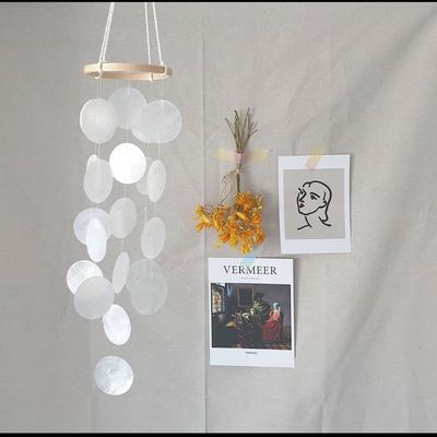 Kreisförmiges Muschel-Windspiel, kreative Heimdekoration, natürliche Muschel, Muschel-Windspiel mit knackigen Klingeltönen, Muschel-Anhänger, Balkon