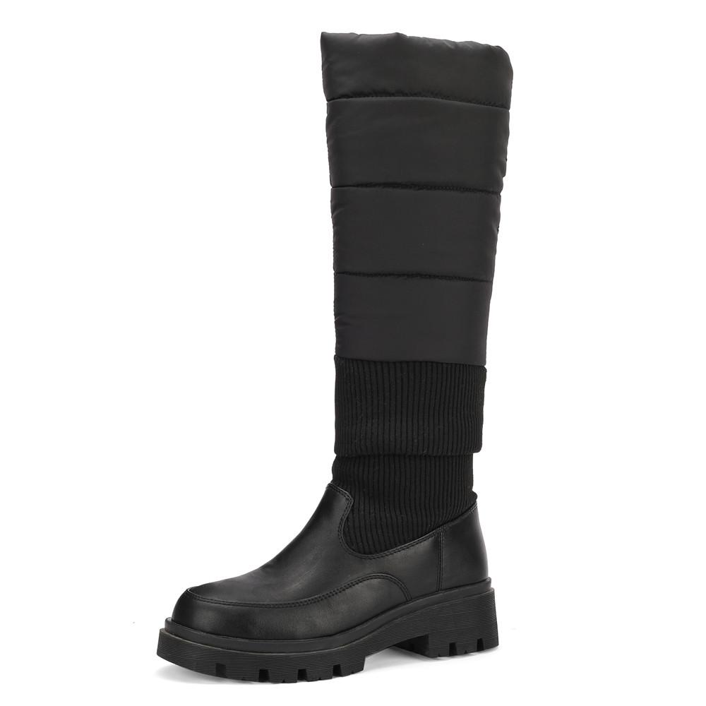 Winter Shoes Woman Snow Boots Warm Fur Plush Casual Wedge Knee High Boots Girls Black Waterproof Shoes Ladies