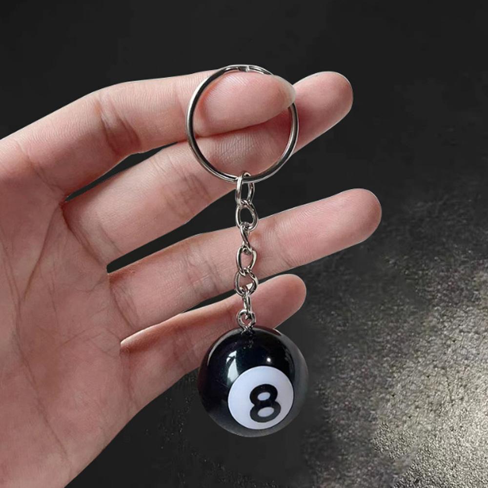 Modischer, kreativer Billard-Pool-Schlüsselbund, Tischball, Schlüsselanhänger, Glücksbringer, schwarz, Nr. 8, Schlüsselanhänger, 25 mm, Kunstharz, Ball, Schmuck, Geschenk