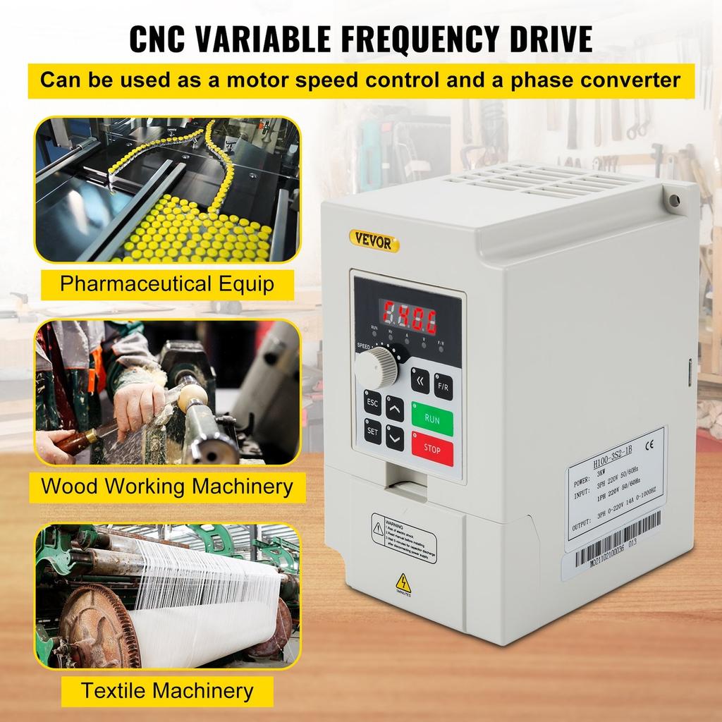 Variable Frequency Drive, AC 220V Input 3KW Variable Frequency CNC Drive Inverter Converter, VFD 4HP 1 or 3 Phase Input, 3 Phase Output, CNC Motor