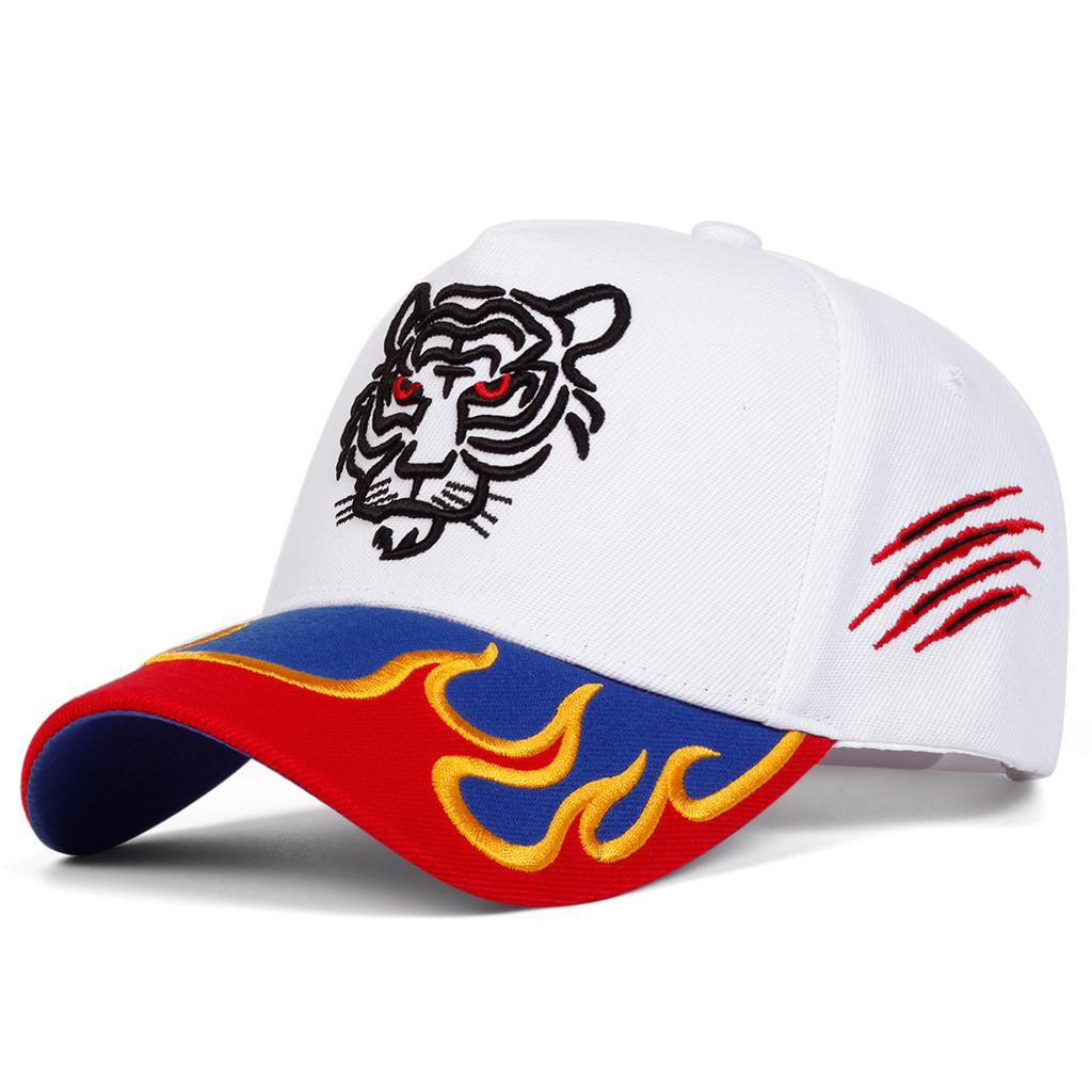 Casquettes de baseball unisexe Broderie Tigre Flamme Printemps et Automne Extérieur Ajustable Chapeaux Décontractés Chapeau Pare-soleil