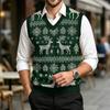 Men's V-Neck Sleeveless Knit Vest Casual Wool with Christmas Print for Commuting