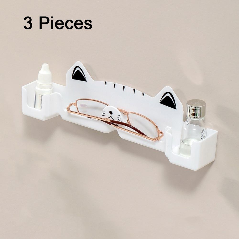 3 Pieces Plastic Glasses Storage Box Self-adhesive Punch-free Sunglasses Storage Holder Easy To Install Cute