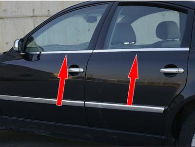 External Edging of Glasses (4 Pcs, Stainless Steel) Carmos - Turkish Steel for Volkswagen Passat B5 1997-2005