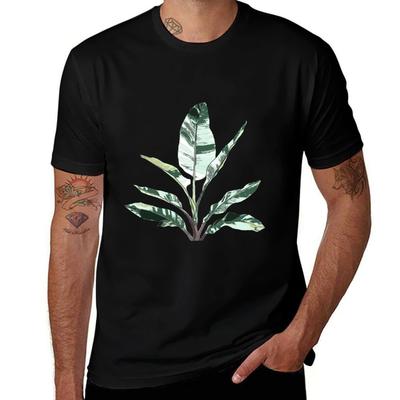 Variegated Banana Leaf Art Tshirt Modern Print Casual Tshirt